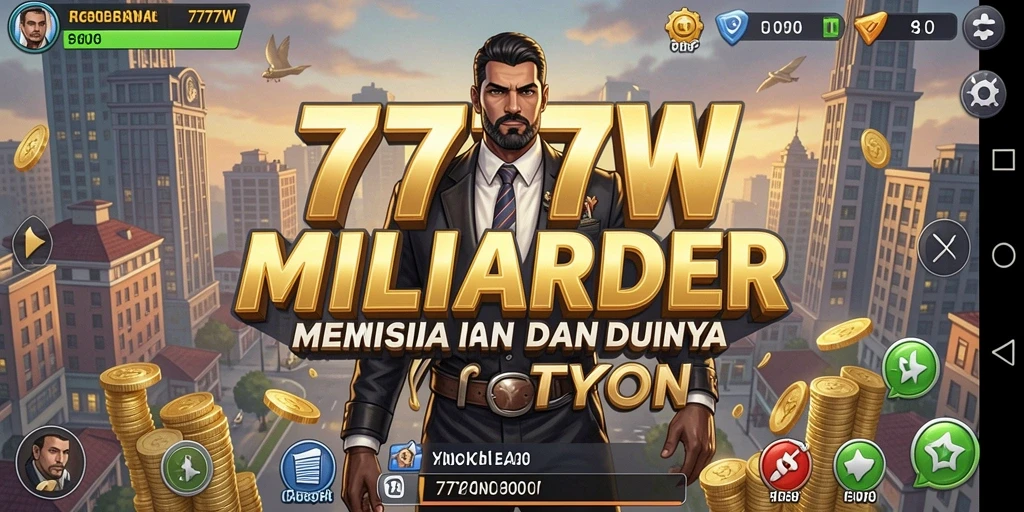 Screenshot 7777W menampilkan antarmuka bisnis yang dinamis dan menarik.