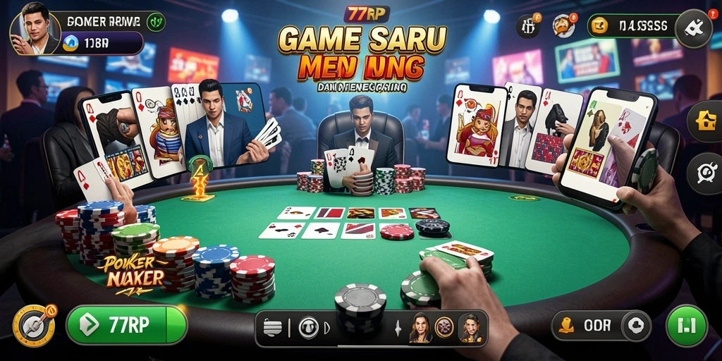 Tampilan gameplay seru di 77RP dengan fitur Poker menarik.