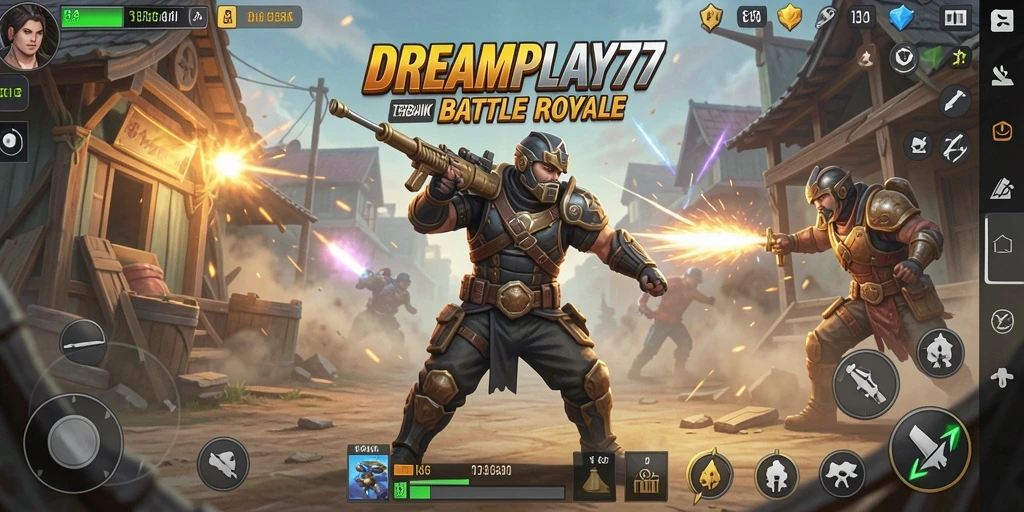 Screenshot menunjukkan aksi mendebarkan dari game Battle Royale.