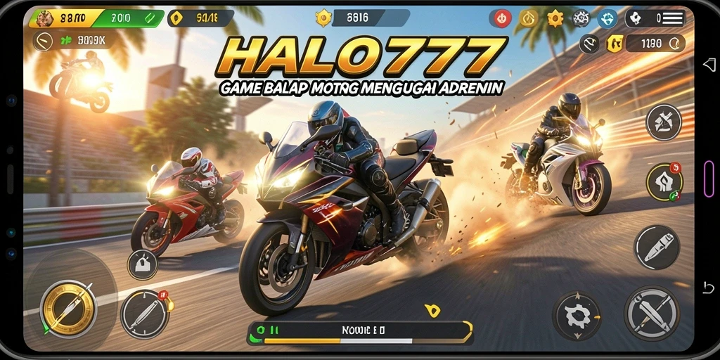 Tangkapan layar HALO777 menampilkan keseruan gameplay balap motor.