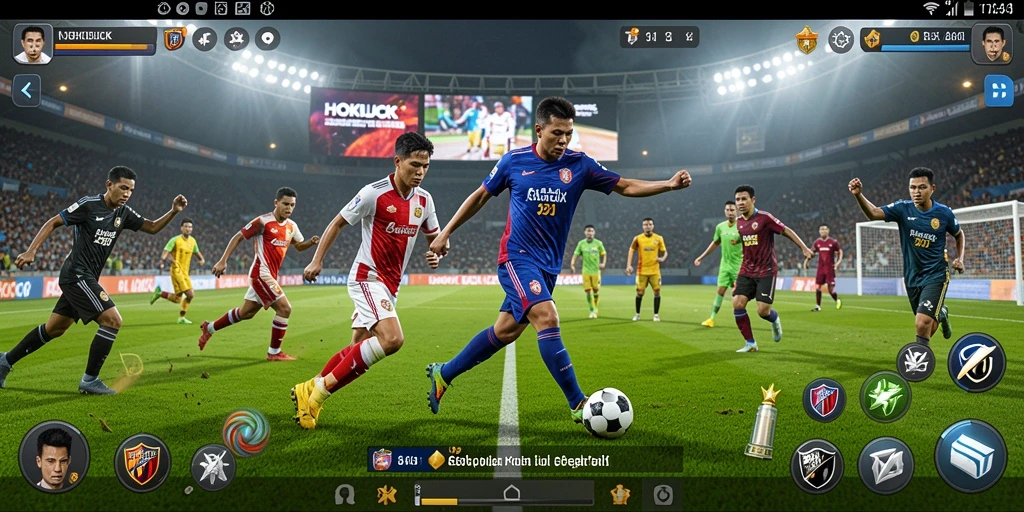 Tampilan gameplay menegangkan HOKILUCK saat pertandingan sepak bola.