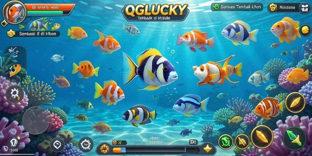 Gameplay seru menembak ikan di QGLUCKY dengan grafis menarik.