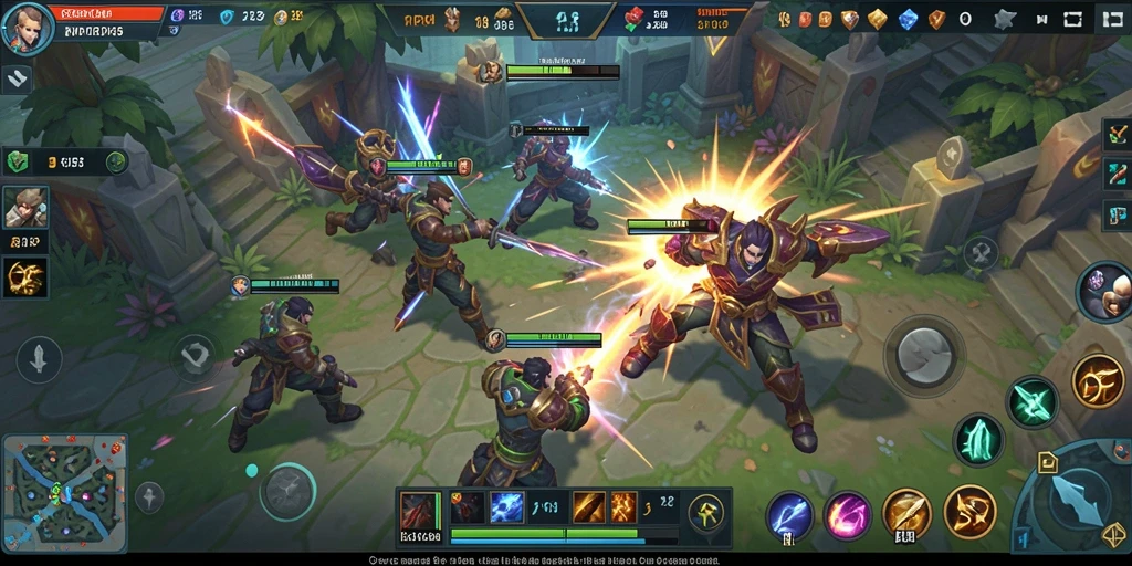 Tampilan gameplay RP8 menampilkan aksi seru dalam pertarungan tim.