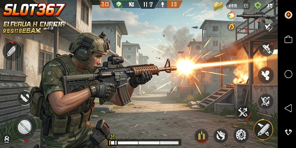 Tangkapan layar menampilkan aksi intens dalam gameplay SLOT367 FPS.