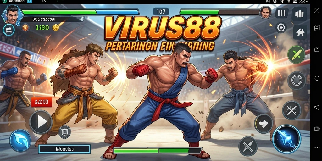 Tampilan gameplay seru dan aksi pertarungan di VIRUS88.